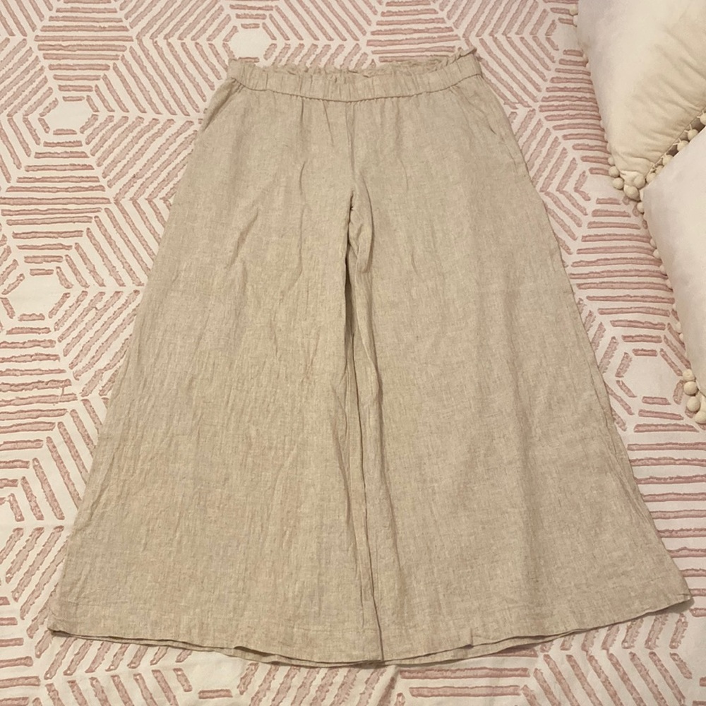 LOFT Wide Leg Linen Blend Pants